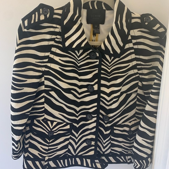 NWOT💓*SUPER CUTE* JCREW WOMEN’S ZEBRA BLAZER BUTTON COLLARED JACKET-BLACK/CREAM - Picture 4 of 9